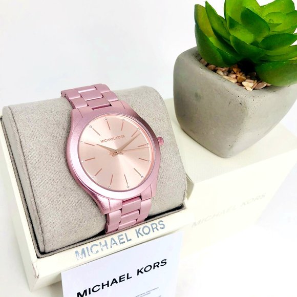New Michael Kors Slim Runway Pink Watch 